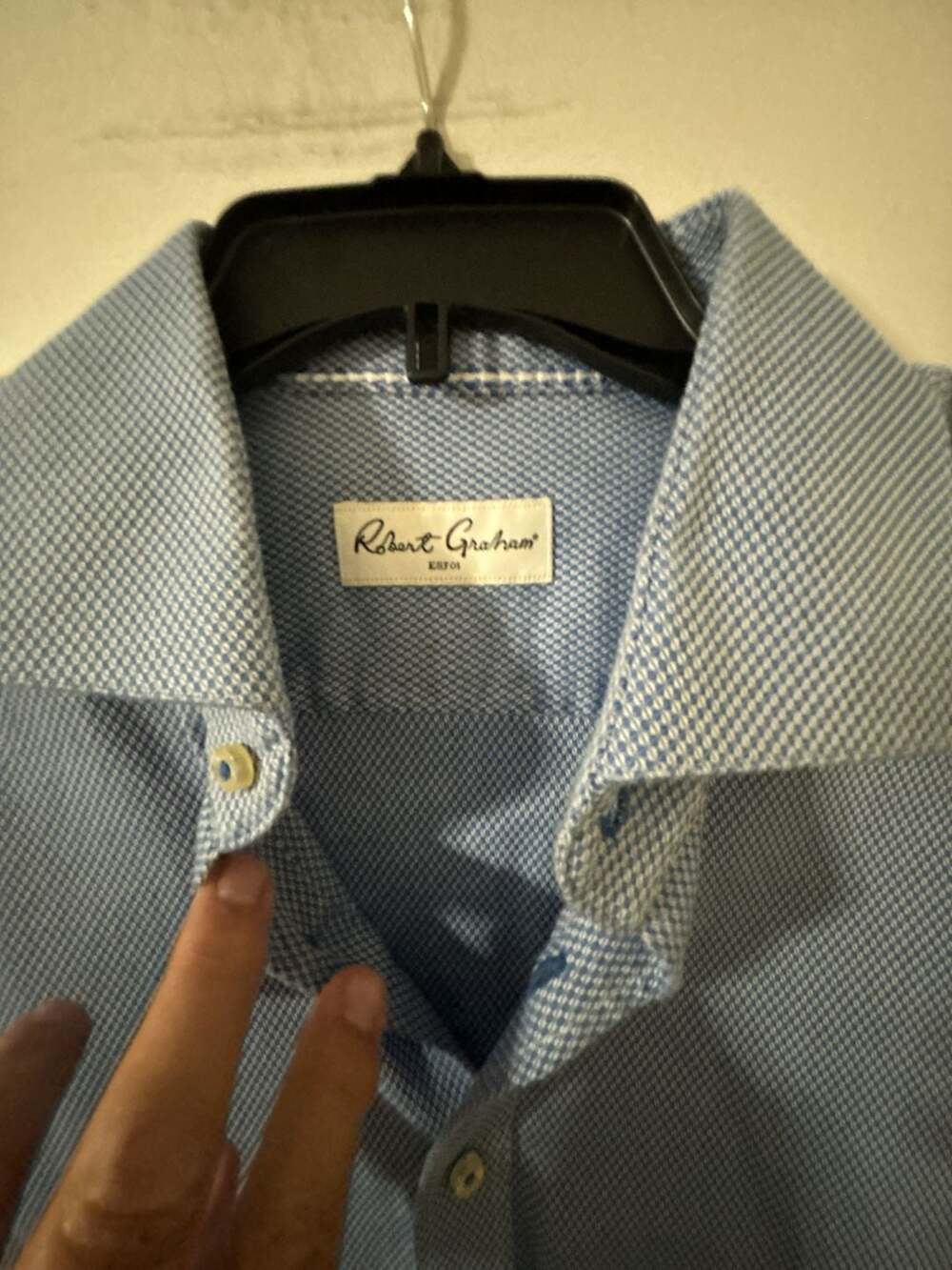 Robert Graham Dress Shirt Size 42 16.5 Blue Patterned Long Sleeve